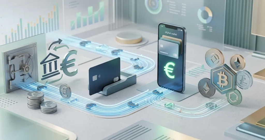 eurobetalingen via bankkaart, bankoverschrijving en crypto